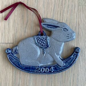 Rocking Rabbit Salt Glaze Stoneware Ornament - Rowe Pottery Works